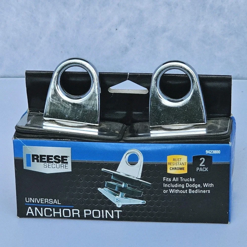 NWT REESE Pick-up Truck Universal Anchor Point Chrome 2-Pk #9423800